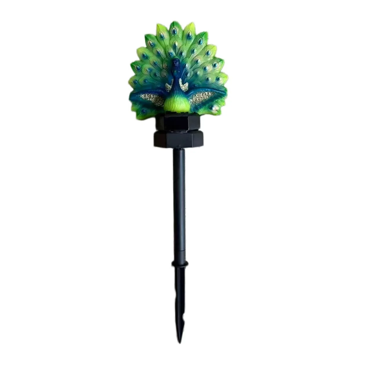 Green Peacock Shaped Garden Decoration with LED Glowing Light Holiday Party Yard Patio Outdoor Decoration(not include battery)