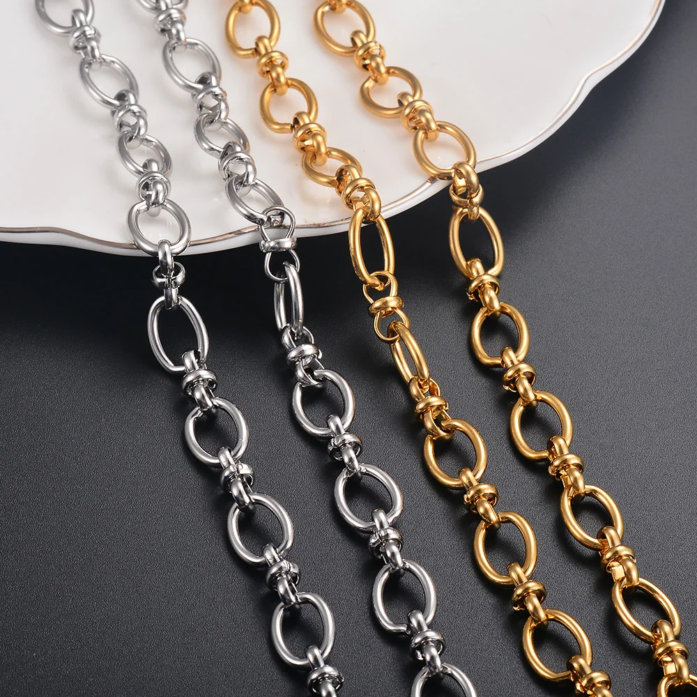 Wholesale 1m/lot Stainless Steel Big Heavy Gold Color Oval Chain Link  DIY Necklaces Bracelet Jewelry Making Accessories