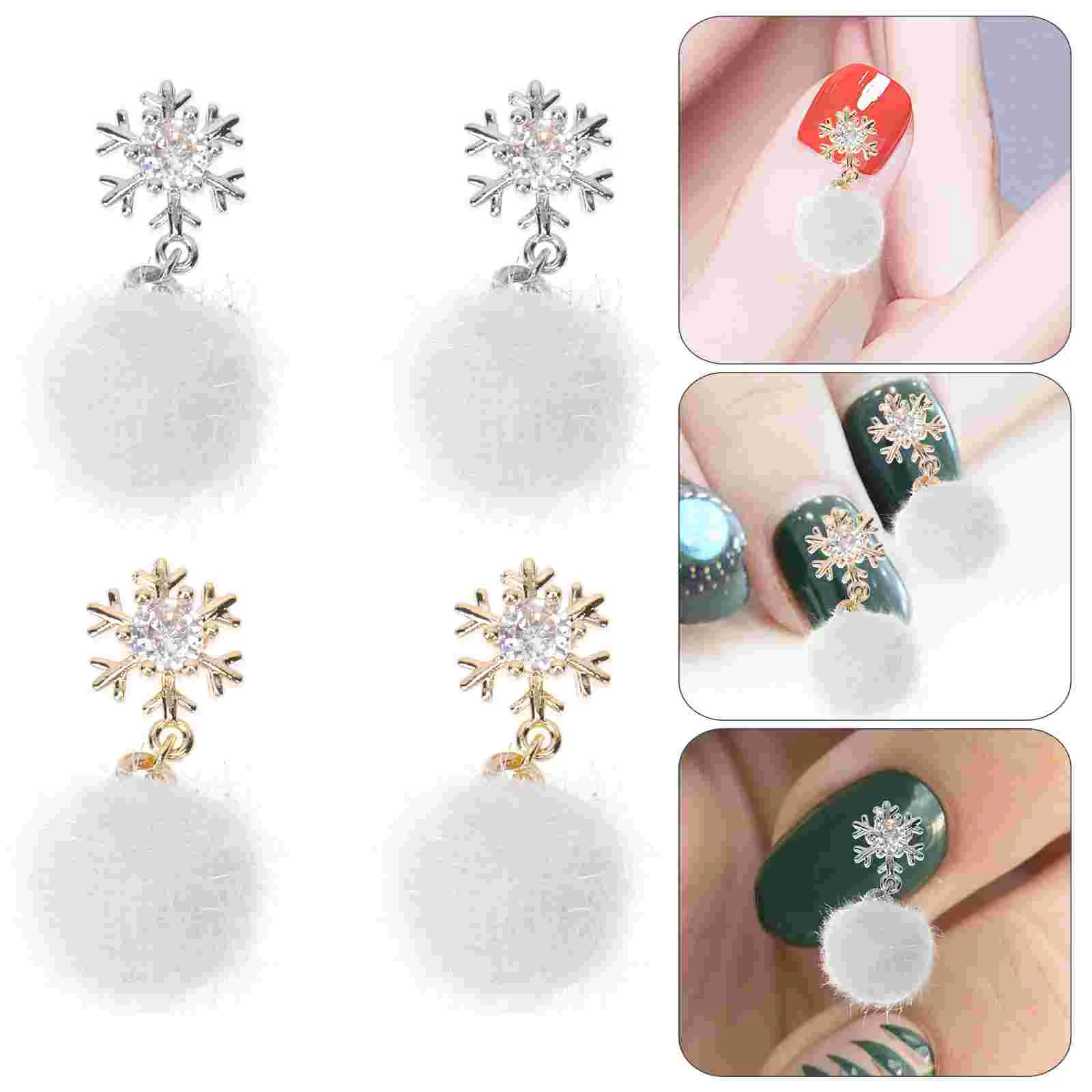 4 Pcs Nail Decoration Manicure Hair Ball Decors Fur Hairball Lovely Fluffy DIY Plush Ornaments Balls