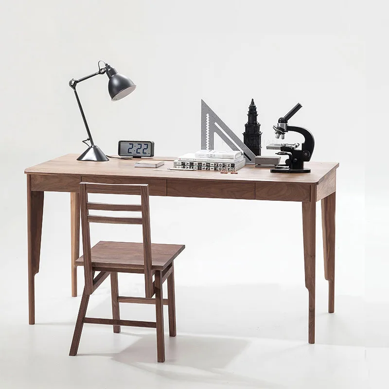 Nordic all-solid wood home computer desk writing desk black walnut office learning writing solid wood