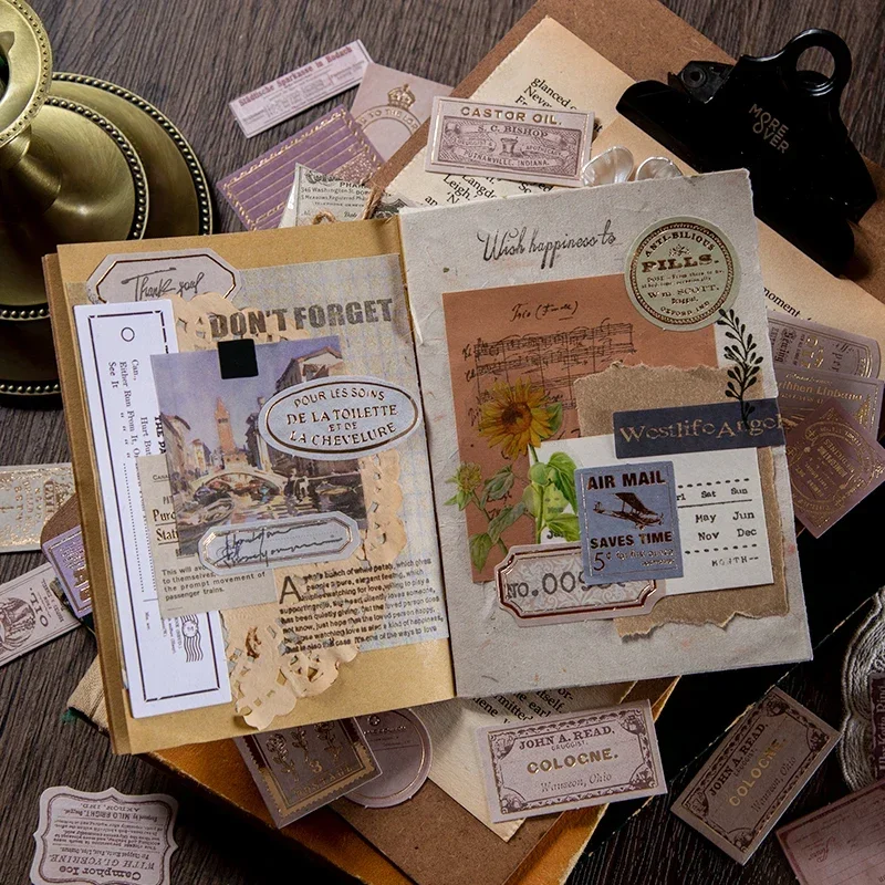 30 sztuk brązujące naklejki z notatkami Retro ręcznie Scrapbooking konto materiał do majsterkowania naklejki dekoracyjne dekoracja podręcznik