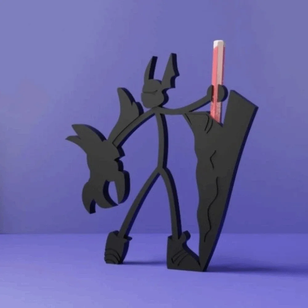 Plastic Stickman Warrior Pen Holder Pen Container Desktop Decor 3D Printed Pencil Stand 3D Black Cartoon Funny Pen Ornament