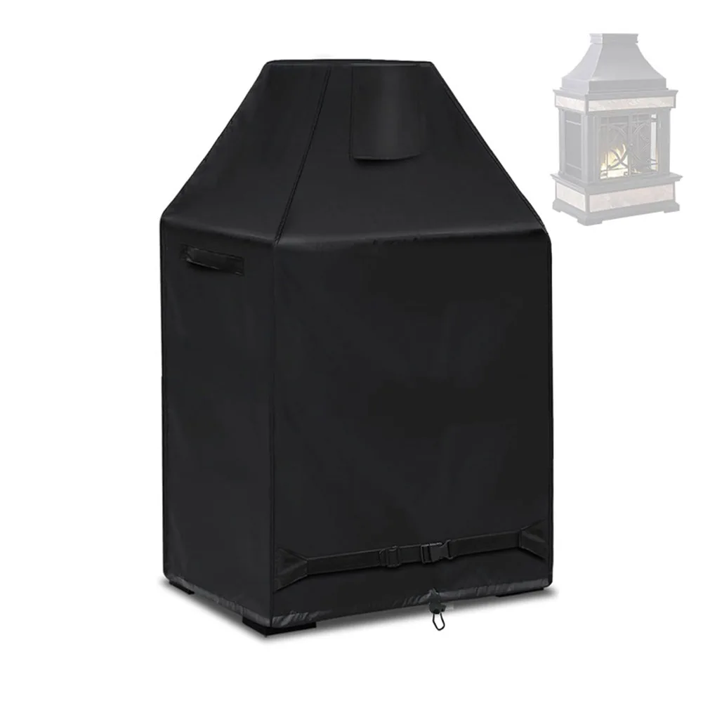 Black Waterproof Fireplace Cover Easy Installation Multiple Size Options Suitable For Outdoor Use Air Vents For Ventilation