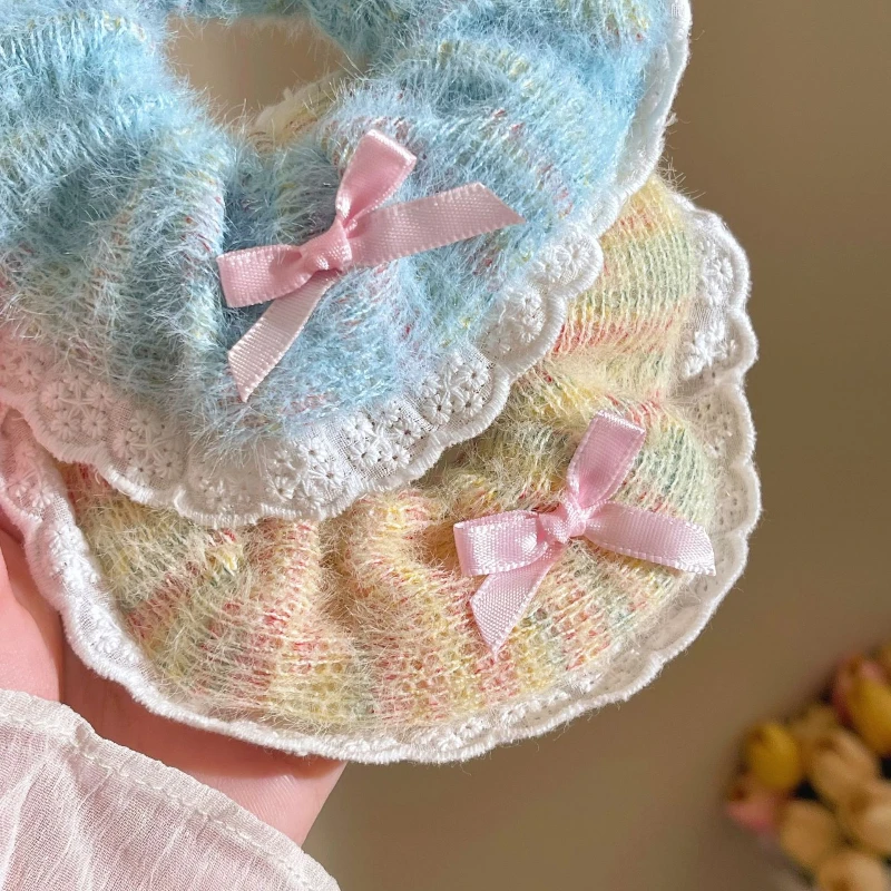 Осенне-зимняя милая кружевная элегантная повязка на голову с толстой кишкой, градиентная повязка на голову с мороженым для девочек, лесные аксессуары для волос, пряжа 헤드 Licht드