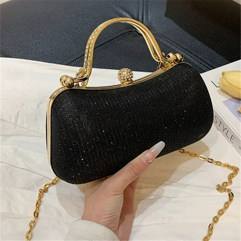 Glänzende Mini-Abendtasche, Geldbörse mit Strass-Kette, luxuriöse Glitzer-Bankett-Handtasche, perfekt für Party, Hochzeit, Abschlussball, Abendessen/Bankett – Detail 14