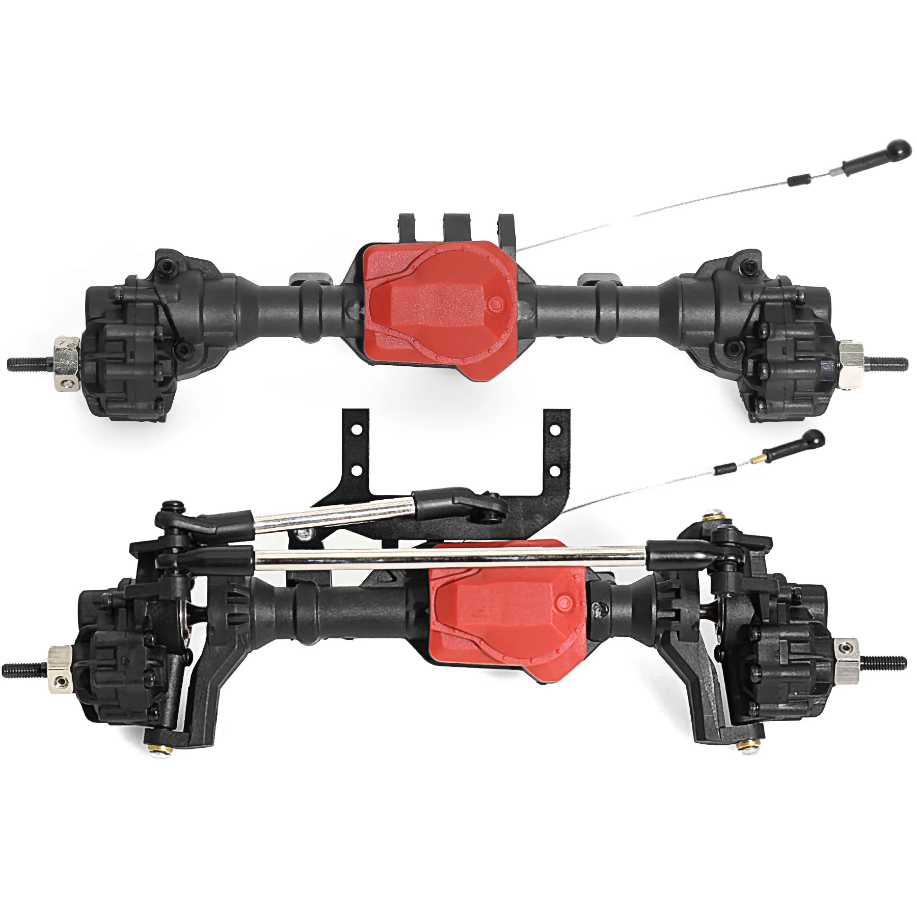 

1/10 RC Axles Complete Nylon Front Rear Portal Axle with Differential Lock Kit and Servo Mounts for 1/10 RC Car Crawler TRX-4