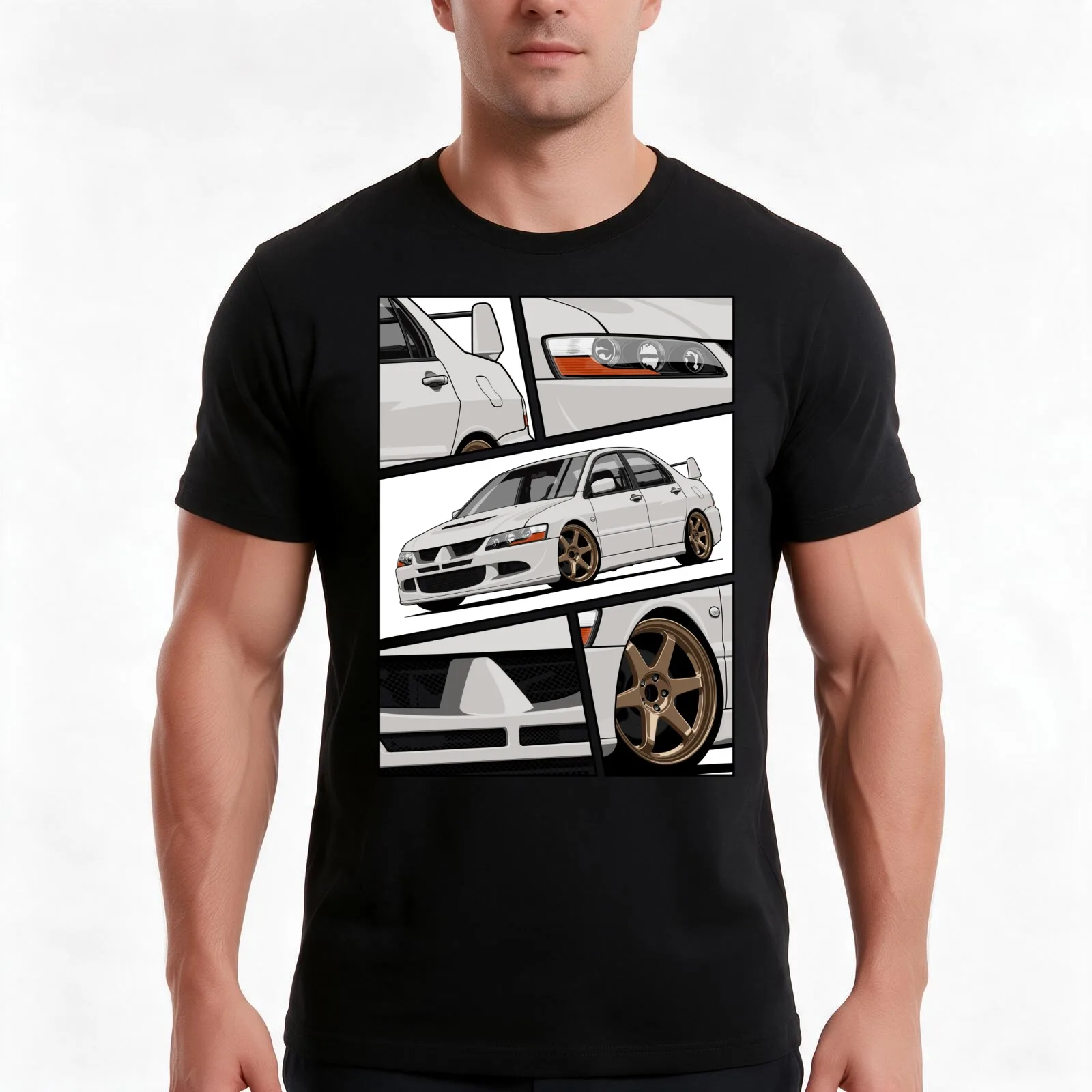 Lancer Evolution VIII (white) T-Shirt, Summer Casual Cotton Tee, Oversized Streetwear Tops, Vintage Graphic Print, 100% Cotton