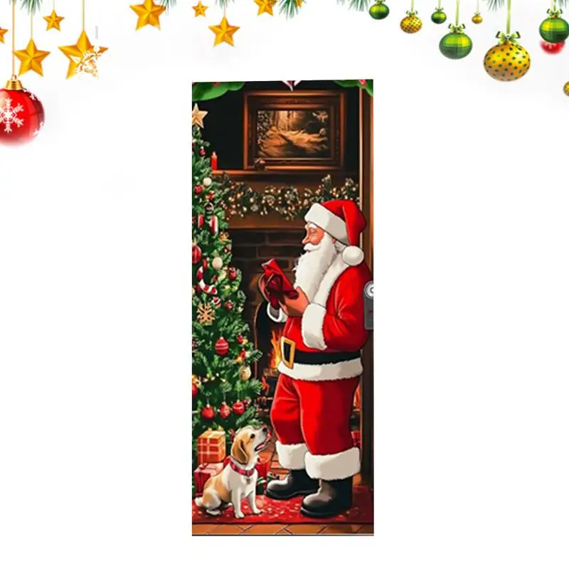 

Рождественские дверные украшения, милый щенок Санта-Клауса, Рождественский декор двери, дверная крышка, баннер, оконная дверная крышка, универсальное Рождество