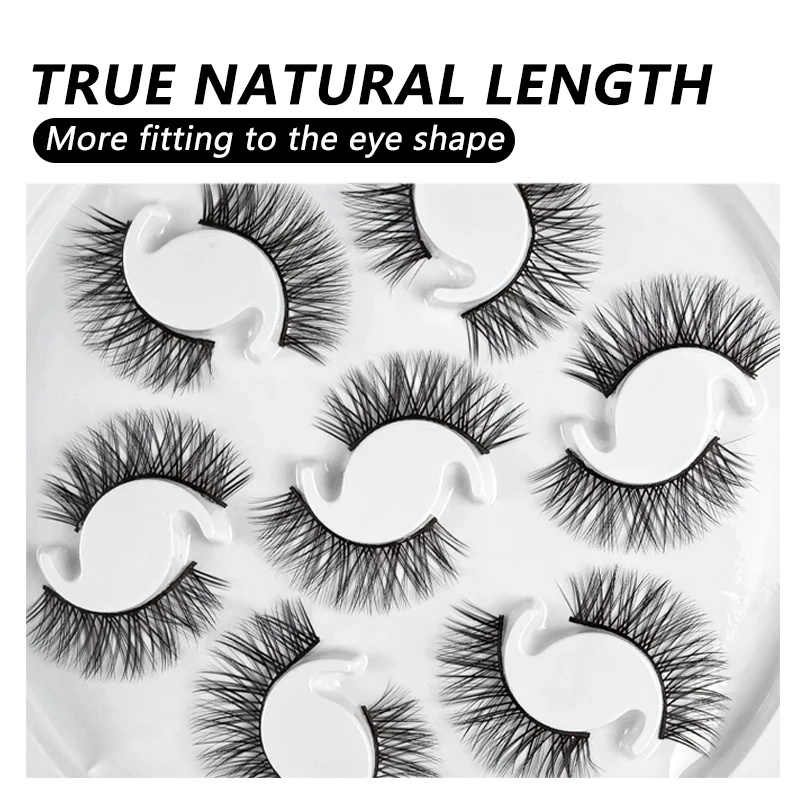 DEVOSERVICE 7 Pairs Natural Long Fluffy Lashes A Curl False Eyelashes Dramatic Cosplay Faux Mink Fake Lashes Makeup Wholesale