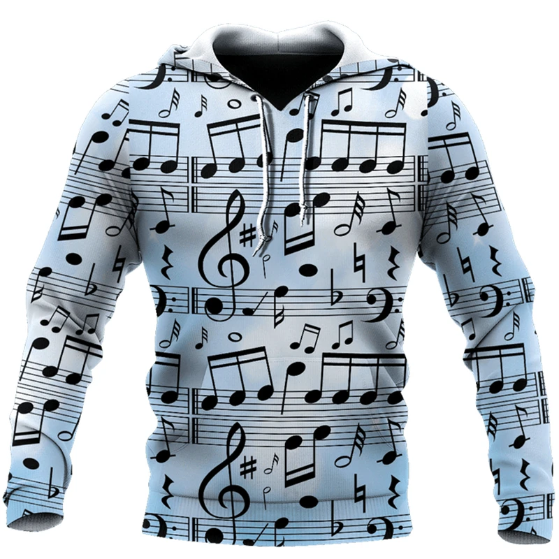 3D-gedruckte Kapuzenpullover mit Musiknoten-Motiv, Musikinstrumenten-Grafik, für Damen und Herren, lustig, neu, für Herbst und Winter, Sport- und Streetwear, Unisex-Sweatshirt. – Detail 5