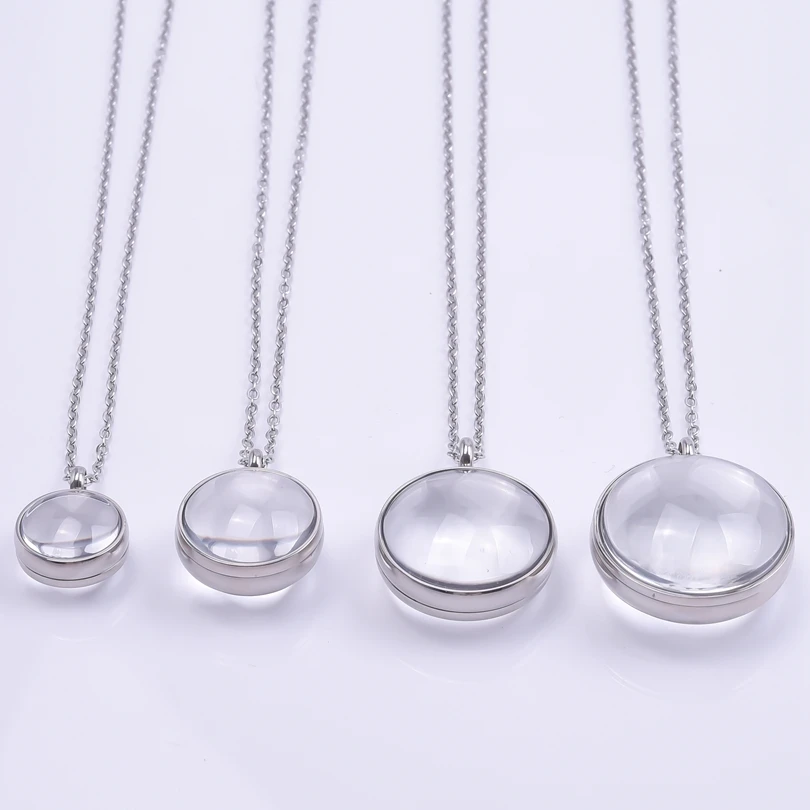 1Pc 17mm /22mm /27mm /30mm Curved Glass Living Locket Pendant Necklaces Stainless Steel Diy Floating Relicario Collares Jewerlry