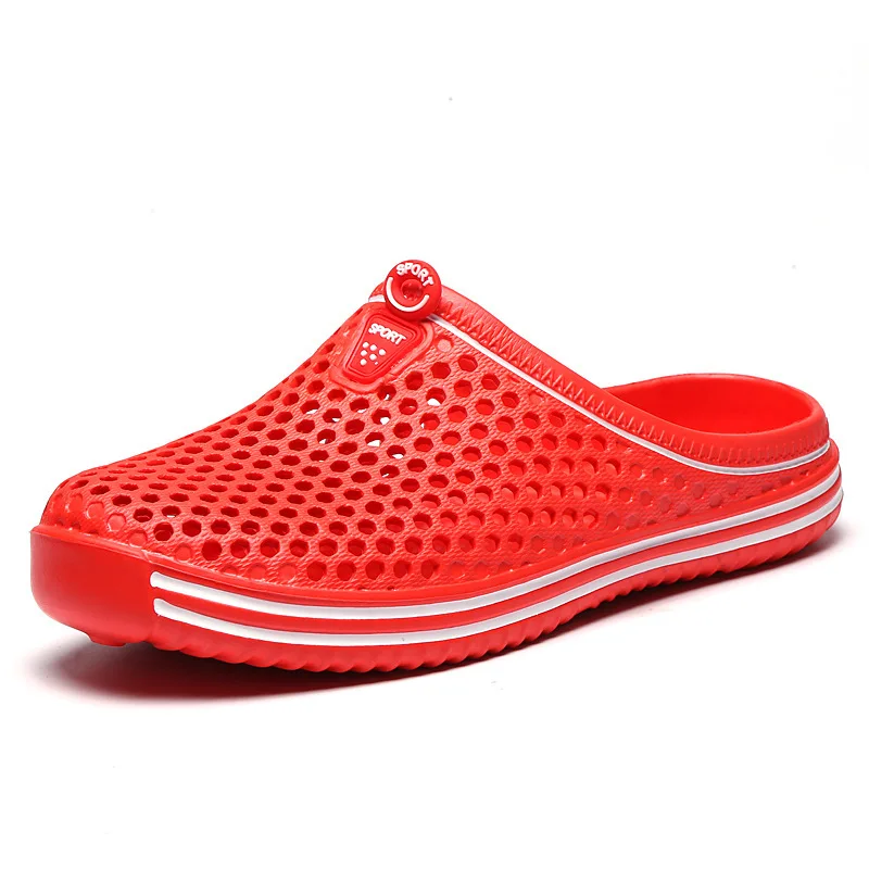 Men\'s and women\'s slippers cut out breathable hole mule shoes sandals garden shoes summer couple slip-on half slippers hole s...