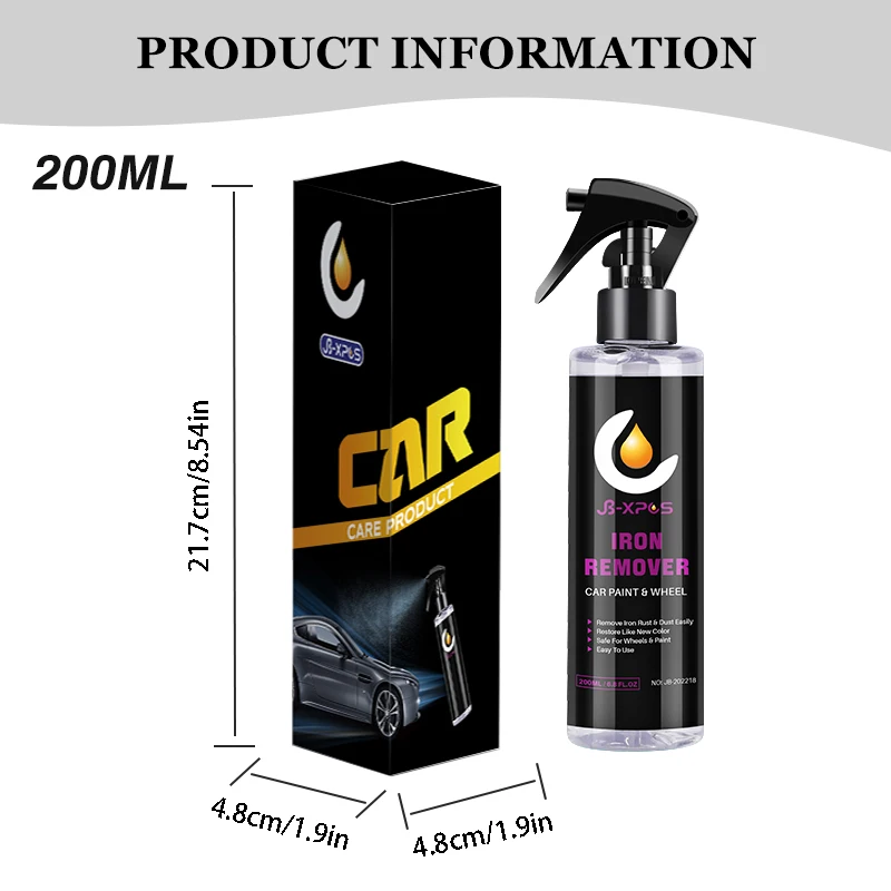 200ml Car Iron Remover Protect Paint Wheels And Brake Rim Metal Dust & Iron Powder Remover JB-XPCS 18