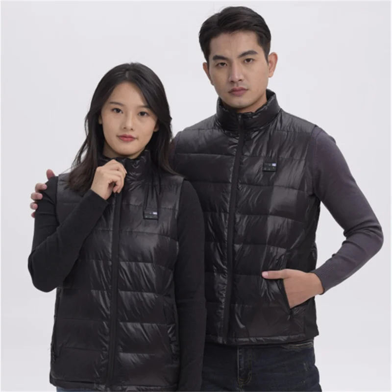 19 Areas USB Electrothermal Down Vest Intelligent Heating Sleeveless Down Jacket Winter Men Women Outdoor Hiking Waistcoat