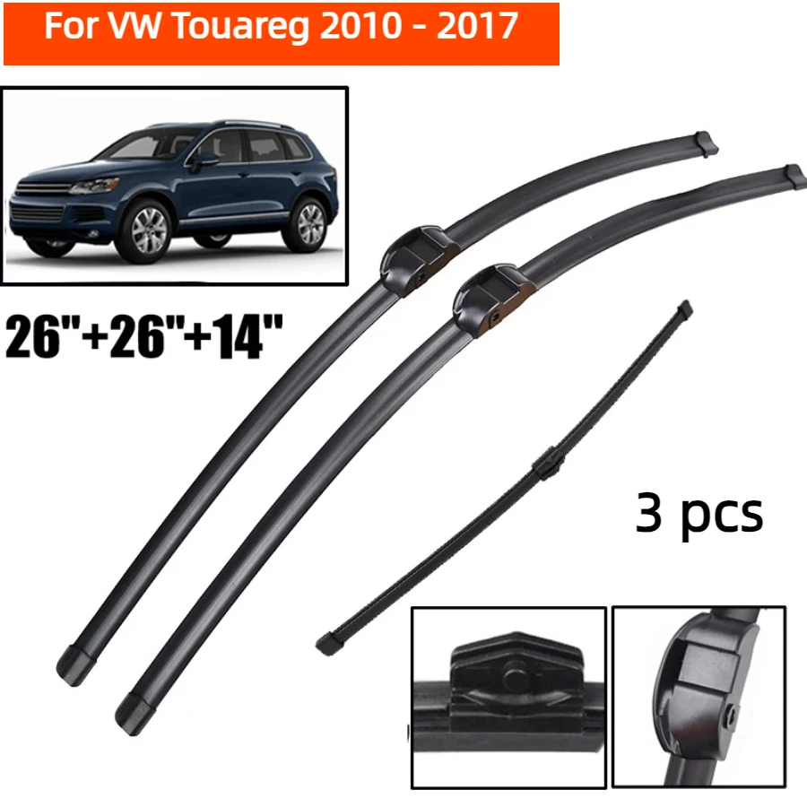 ZHANGU Wiper LHD Front & Rear Wiper Blades For VW Touareg 2010 - 2017 Windshield Windscreen Window Rain Brushes 26