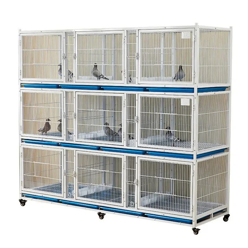 1-Tier Large Metal Breeding Cage Multi Compartment Pigeon Parrot Breeding Cage with Pull-out Trays
