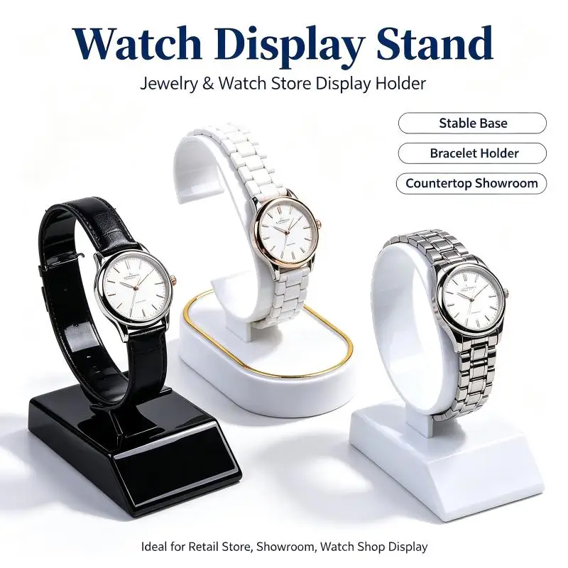 2/4Pcs Watch Bracelet Display Props Black/White C Ring Bracket Counter Watch Display Rack for Retail Showcase
