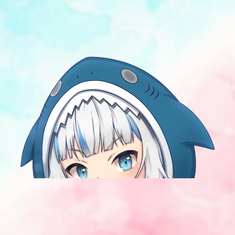 EARLFAMILY Hololive Game Gawr Gura Peek أنيمي ملصقات السيارات قافلة ويندوز ملصق مائي كمبيوتر محمول مقاوم للماء واقية من الشمس الفينيل سيارة التفاف