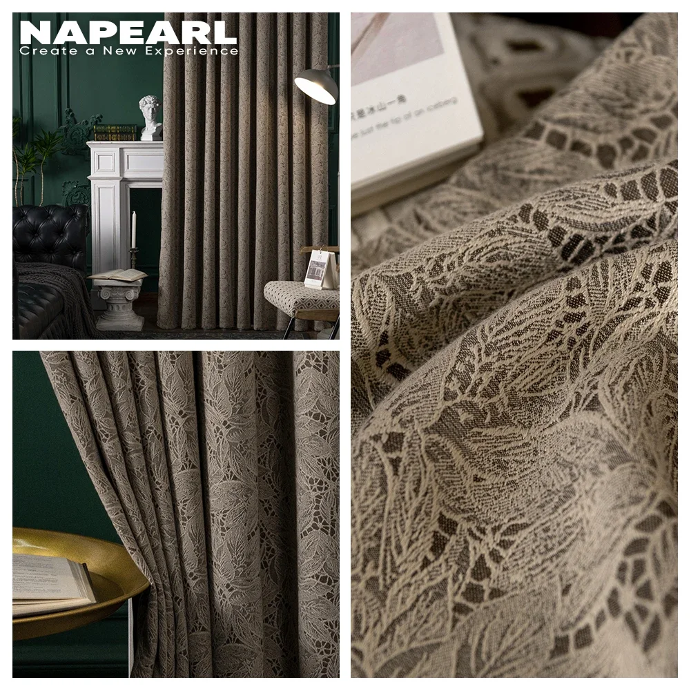 European Luxury Embroidered Embossed Curtain High-end Thick Blackout Double-sided Curtains For Living Room Bedroom Home Decor