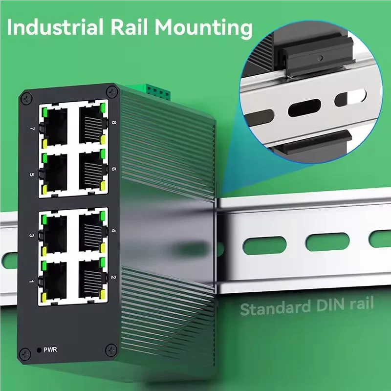5/8 Port 100Mbps Industrial Switch 10/100M Mini Industry Ethernet Network Switch DIN Rail Plug and Play IP40 Protection