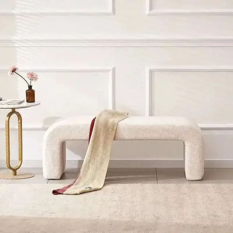 

Light Luxury Sofa Long Bench Home Porch Comfortable Shoe Bench Nordic Creative Bed End Lambskin Bench Living Room Clothing Store