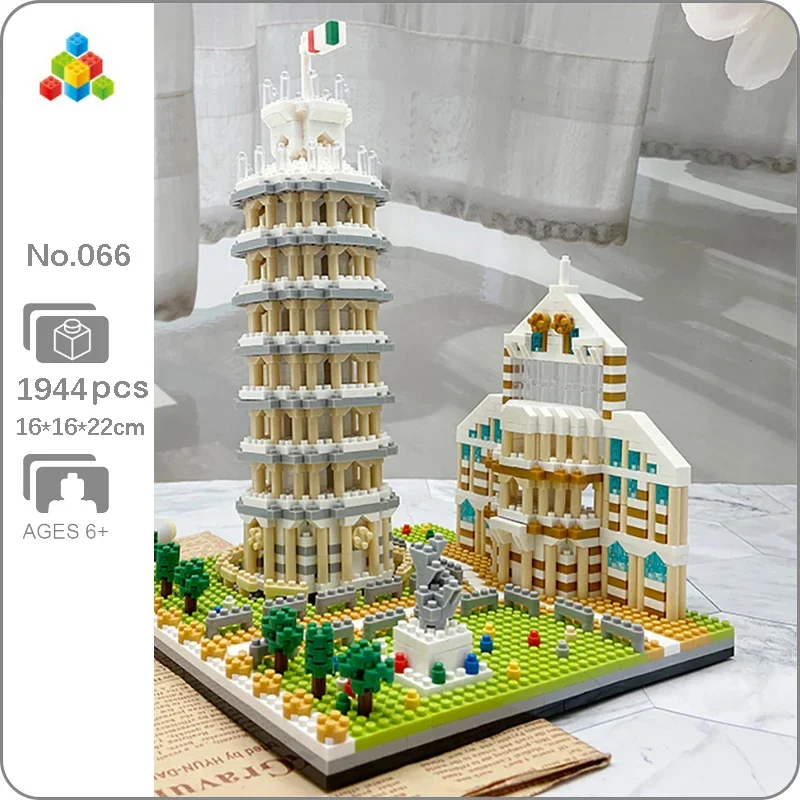 

YZ 066 World Architecture Leaning Tower Of Pisa Garden Statue Tree Mini Diamond Blocks Bricks Building Toy For Children No Box