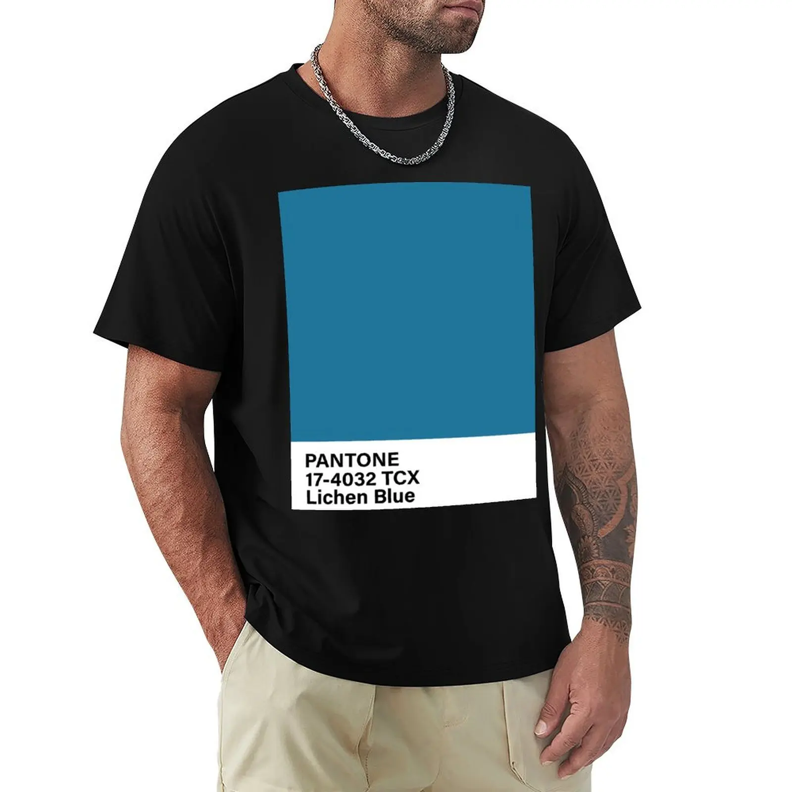 PANTONE 17-4032 TCX Lichen Blue T-Shirt Basic Short Sleeve Cotton Blend T-Shirt