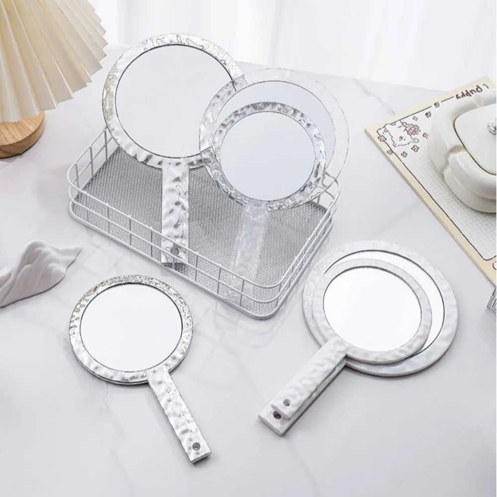 

Creative Water Ripple Handheld Mirror Handheld with Handle Makeup Mirror Transparent Aesthetic Student Vanity Mirror Decoration