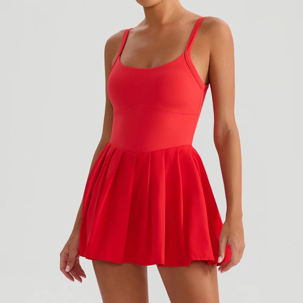 

Sleeveless Tennis Dress Women Summer Breathable Slim Fit Sports Active Dance Dress Padded Soft Yoga Workout Running Golf Dress