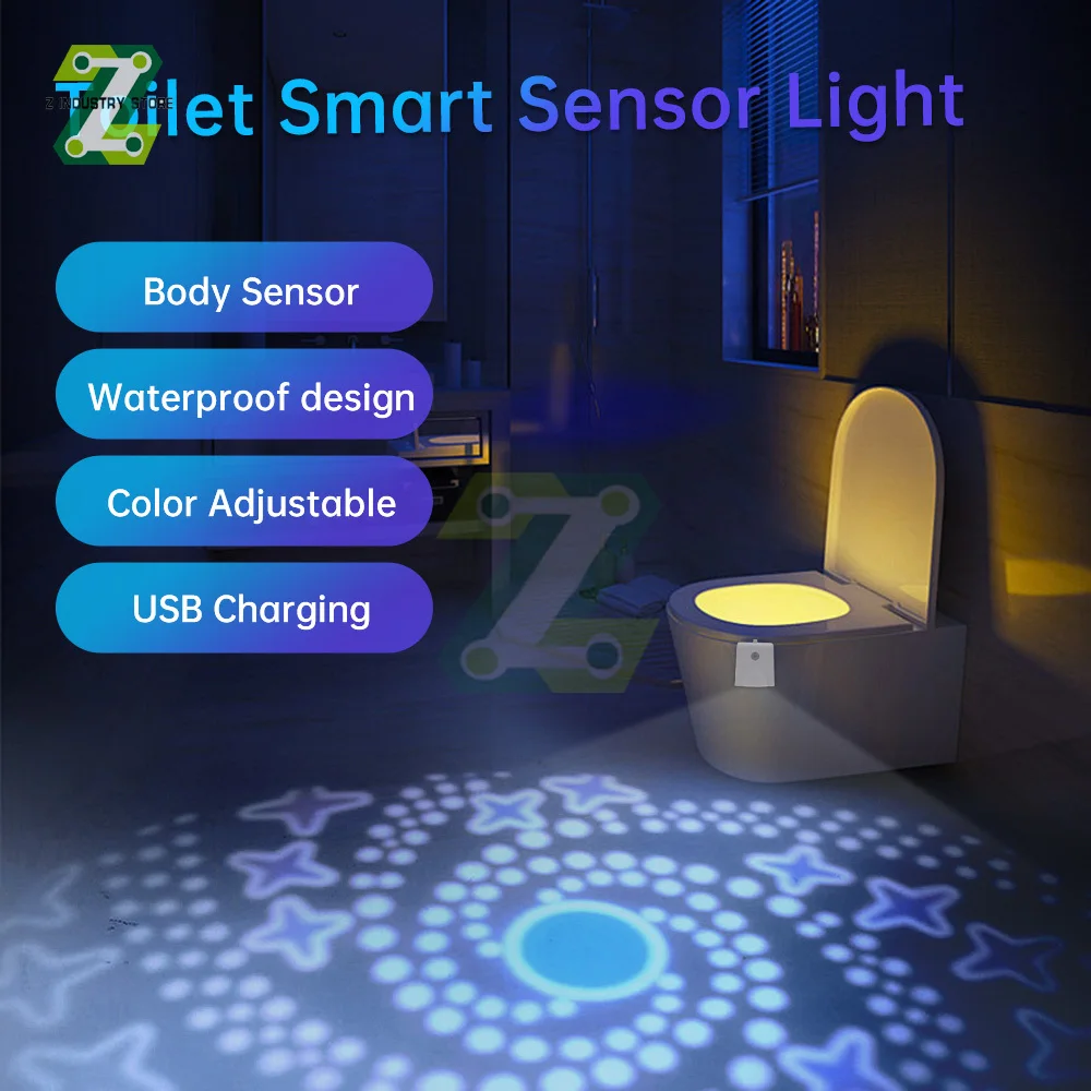 Toilet Smart Night Lights Motion Sensor Light Rechargeable Dimming Lamp For Toilet Bowl Bathroom Waterproof Night Lamp