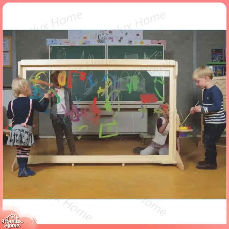 Wooden Window Plexiglass Perspective Art Booth Transparent Acrylic Easel for Kids Childrens Photography Backdrop Studio Props