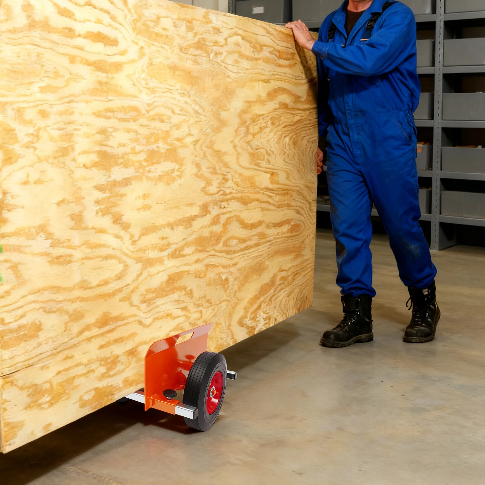 

2 Wheels 10in Adjustable Orange Free Standing Heavy Duty Panel Cart for Wall Panels Plasterboards Boards Plywood