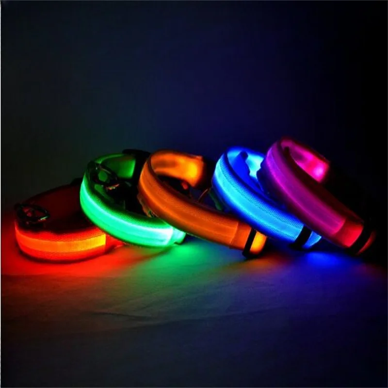 

Led Adjustable Glowmode Collar Dog Lights Protective Necklace Yards Colorful Neck Band Electronic Pet Supplies French Bulldog