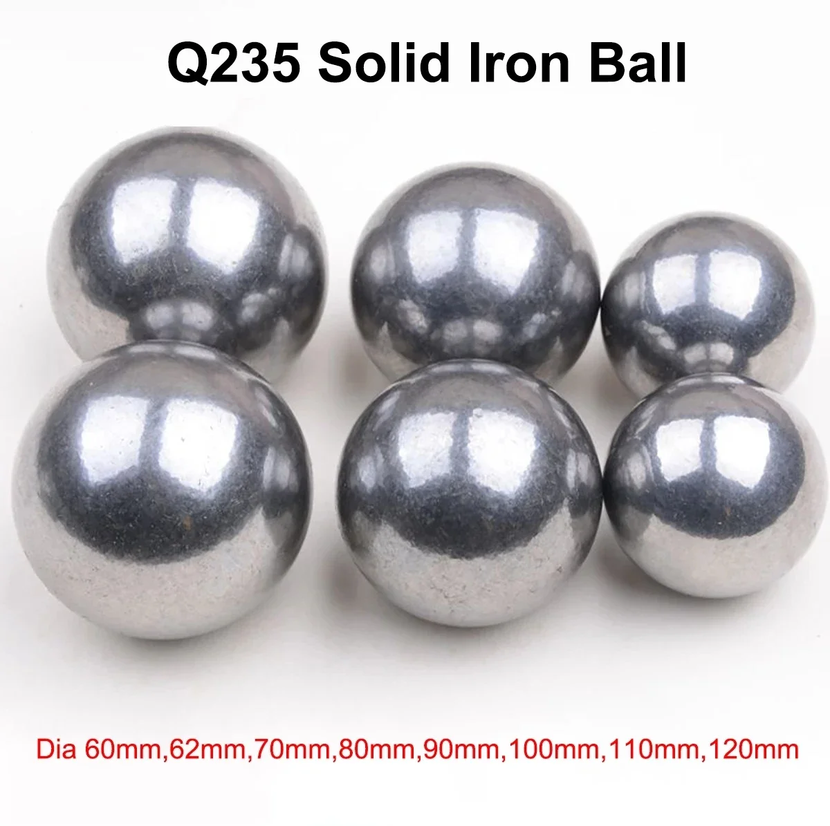 1Pcs No quenching Solid Q235 Iron Ball Dia 30/32/35/38/40/42/45/50/60/70mm High Quality Smooth Iron Beads