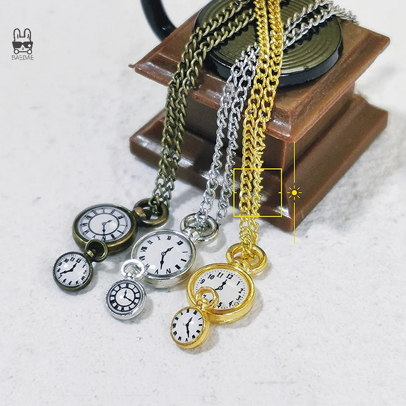 1/12 ตุ๊กตาจําลอง Vintage นาฬิกาพ็อกเก็ตนาฬิกาตุ๊กตามินิตกแต่งตุ๊กตาอุปกรณ์เสริม House Kid Pretend เล่นของเล่น