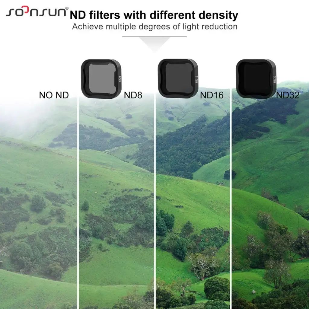 SOONSUN CPL ND8 ND16 ND32 Polarizer Filter for GoPro Hero 7 6 5 Black Go Pro Red Color Lens ND Filter Kits Camera ND Filters