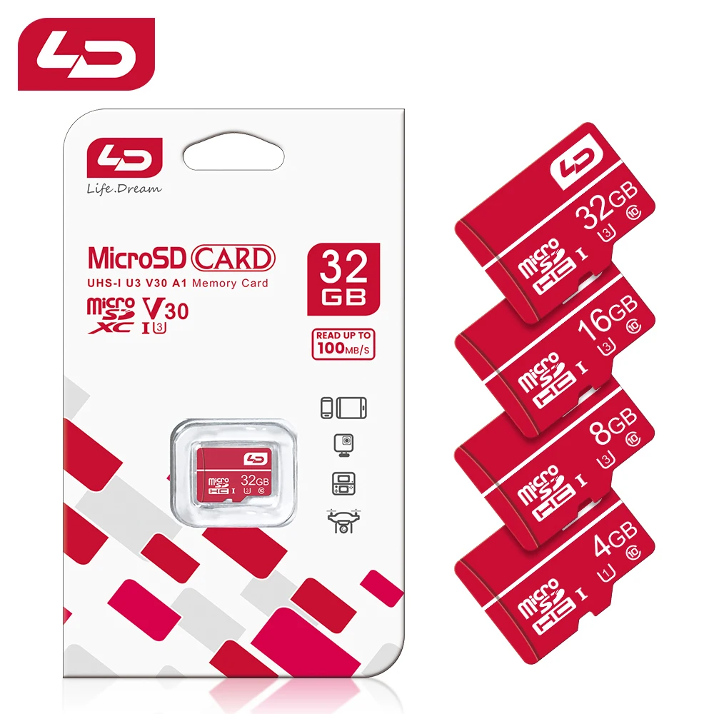 Original LD Memory Card 256GB 128GB 64GB 32GB 16 8GB TF Micro SD Card Class 10 UHS-1100MB/s Microsd flash card for Samrtphone PC