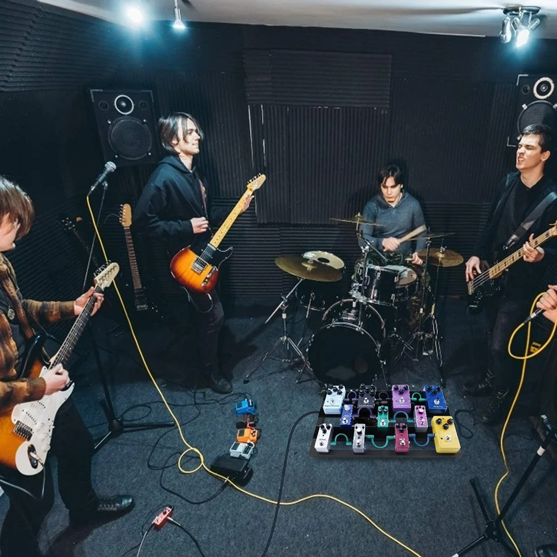 Pedaliera per chitarra Pedaliera per effetti per chitarra Pedaliera in lega di alluminio con piastra per pedale effetto borsa per il trasporto, dimensioni ridotte XQ