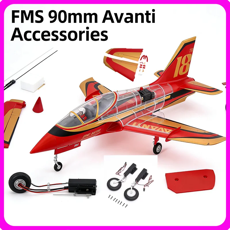 Avión eléctrico Fms Avanti de 90 mm con conducto de aire, juego completo de accesorios que incluye fuselaje, alas principales, cola vertical y grupo de luces LED.