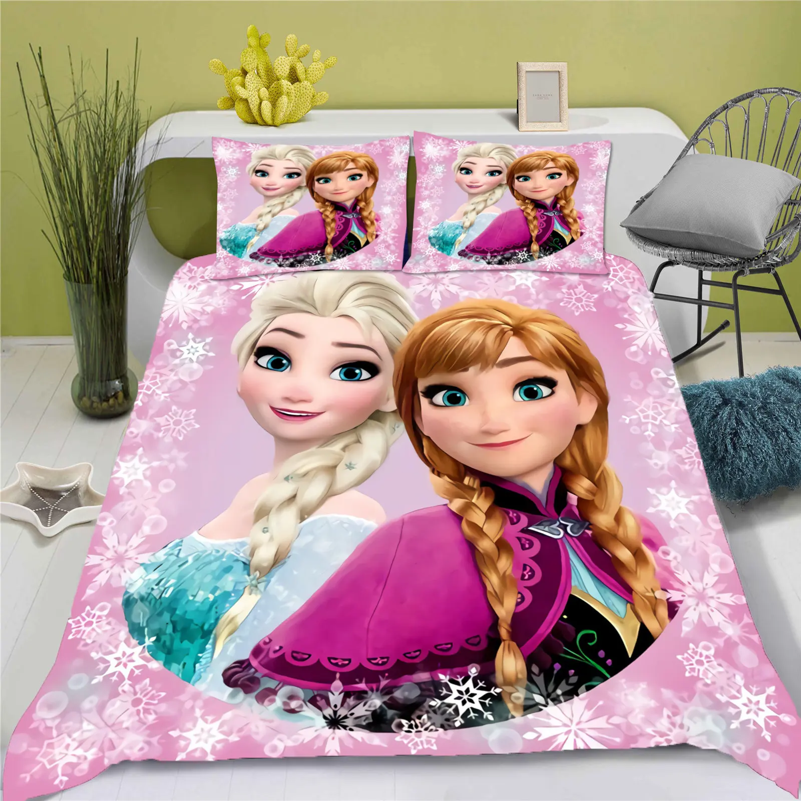 Juego de cama para niños Frozen 3D, juego de funda nórdica kingTwin Size, juegos de cama universales, adecuados para niños y adultos