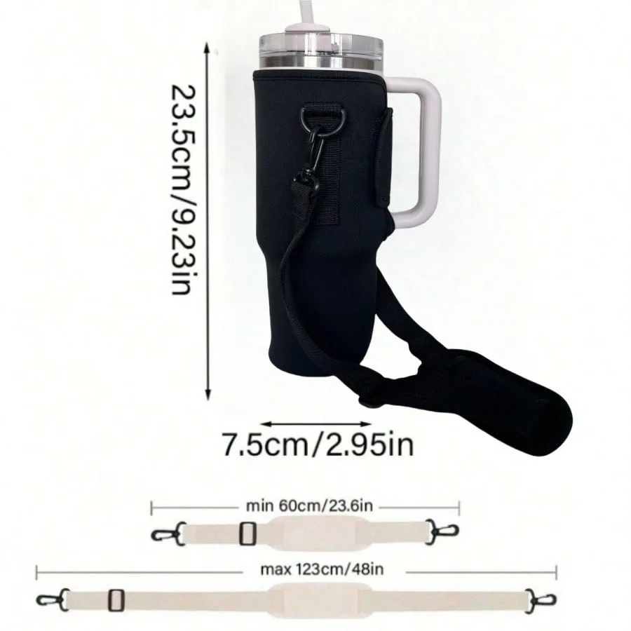 1pc Water Bottle Carrier Bag For Large Capacity Tumbler Cup With Handle Water Bottle Cup Sleeve With Adjustable Shoulder JJ2533