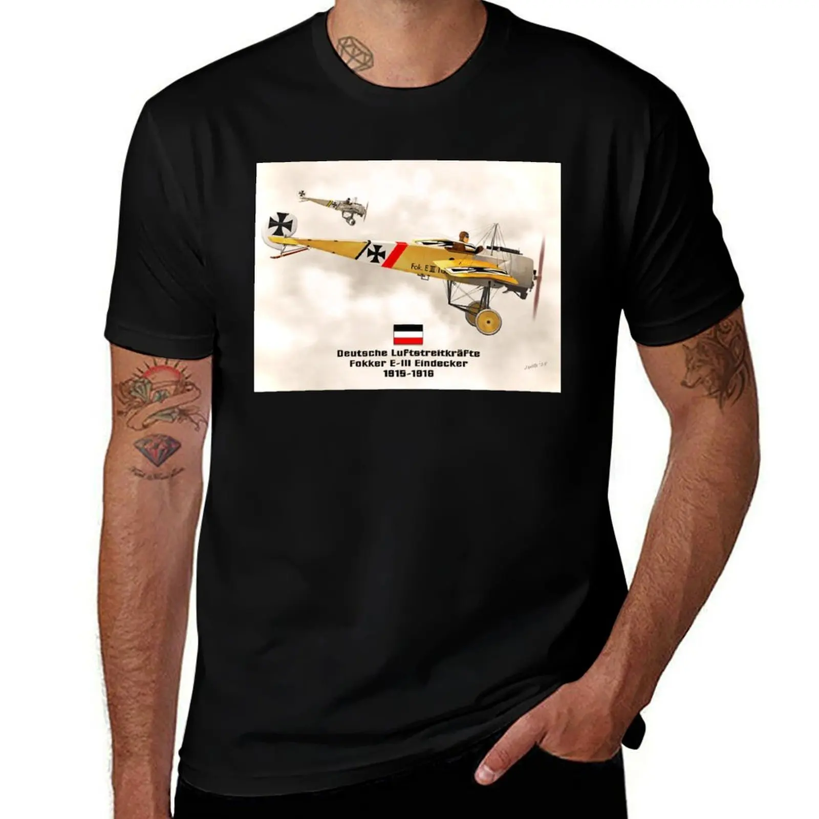 

Aircraft Fokker E3 Eindecker German Fighter Planes T-Shirt Soft Stretch Short Sleeve Top