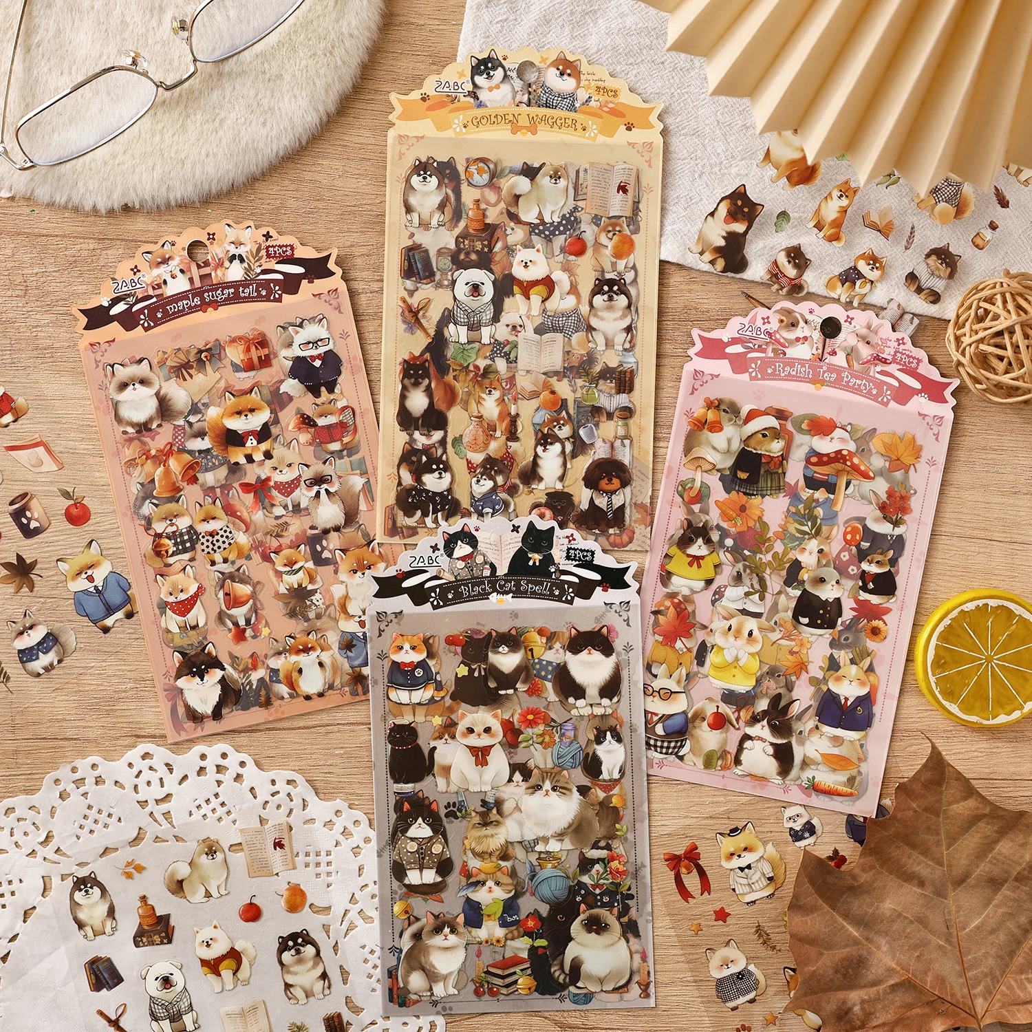 Kawaii Plush Story 4 Sheets Sticky Notes Pack Cute Stationery Stickers for Planner Diary Scrapbook Decorative Aesthetic Stickers