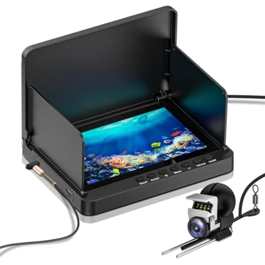 

Underwater Fishing Camera for ice, lake, boat, kayak fishing; PVC housing; black; 5-inch IPS LCD screen, infrared night vision,