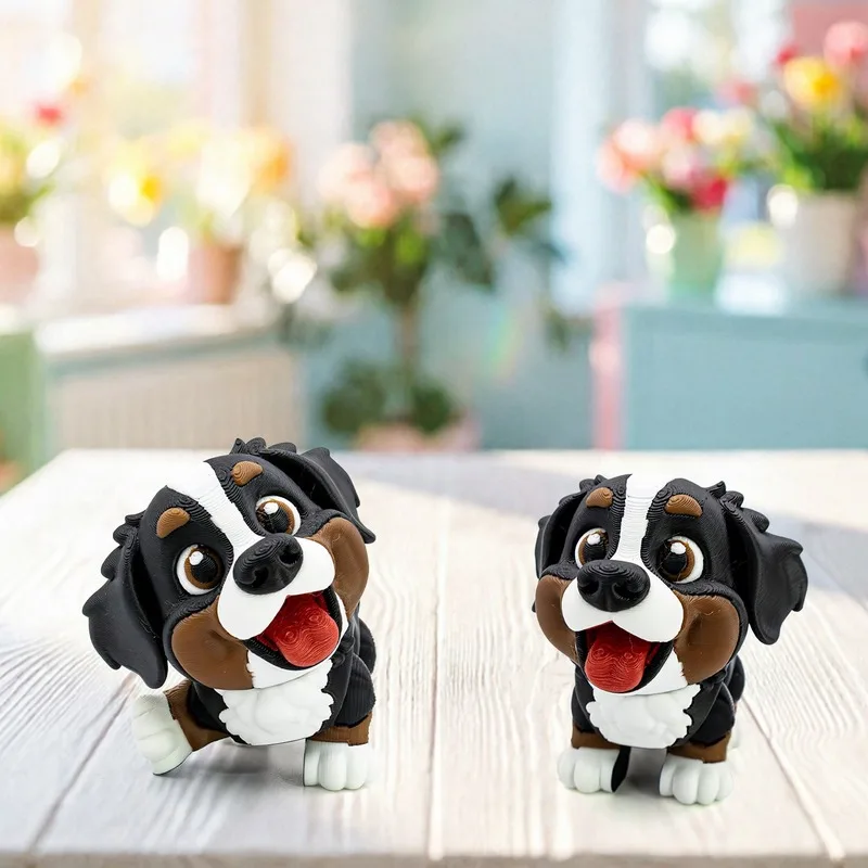3D Printed Cute Puppy Dog Figurine with Movable Joints for Decorative Gift, Creative Animal Model or Christmas Socks Gifts