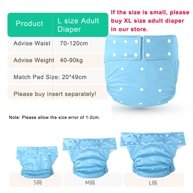 [usurpon]1pc Large Size Waterproof Adult Cloth Diapers With Gusset Washable Leakfree For Elderly No Smell Reusable Elder Nappy