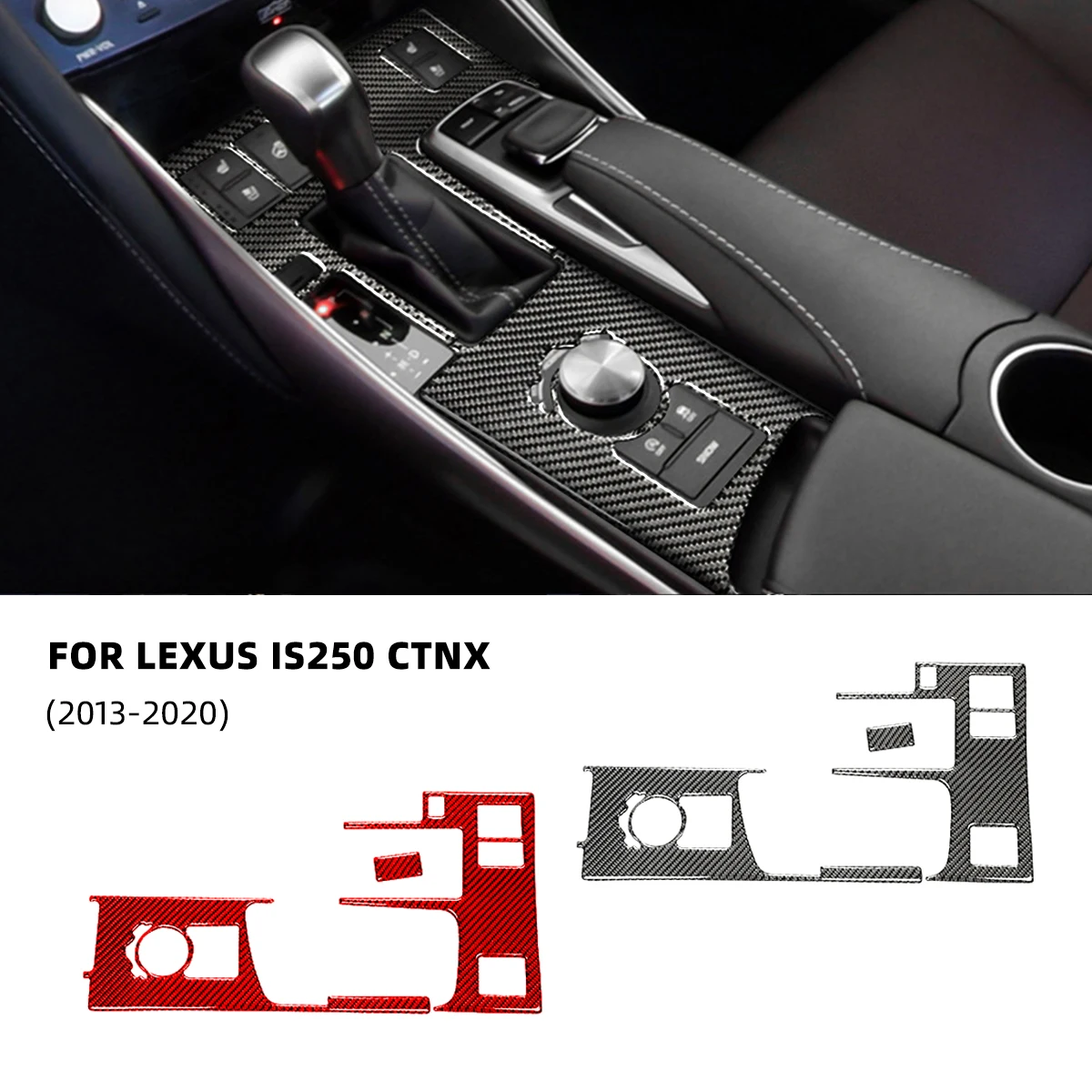 For Lexus IS250 2013-2020 Carbon Fiber Car Central Control Gear Board Panel Decorative Car Interio Stickers Cars Accessories