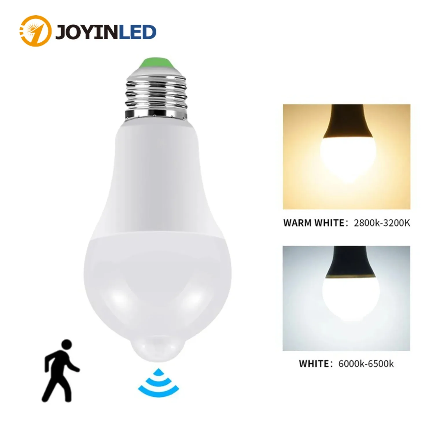 JOYINLED E27 20W LED Night Light Bulb Smart PIR Motion Sensor Lamp AC110V-220V For Stair Toilet Porch Garage Balcony Bathroom