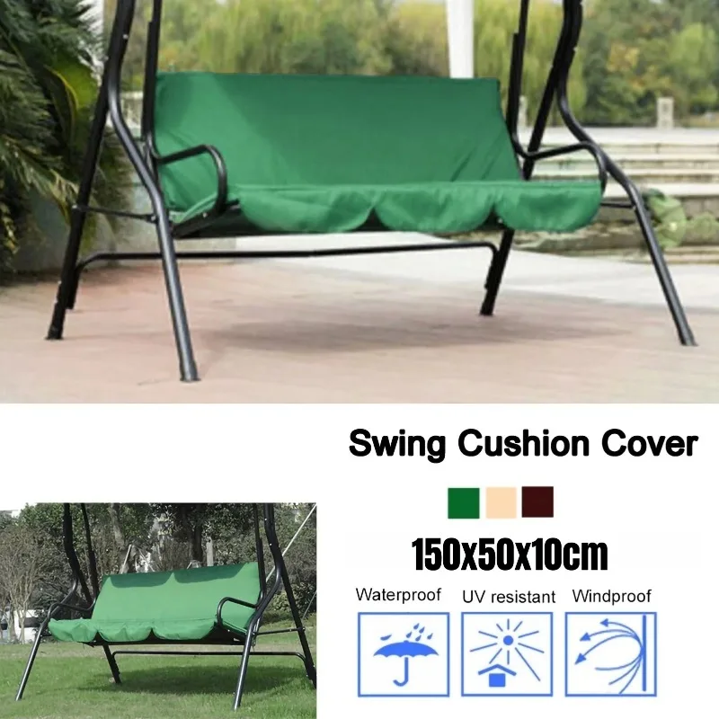 Outdoor Swing Chair Cushion Cover, Waterproof Oxford Fabric Replacement, Protector for 3-Seater Patio Porch Garden Yard Swings