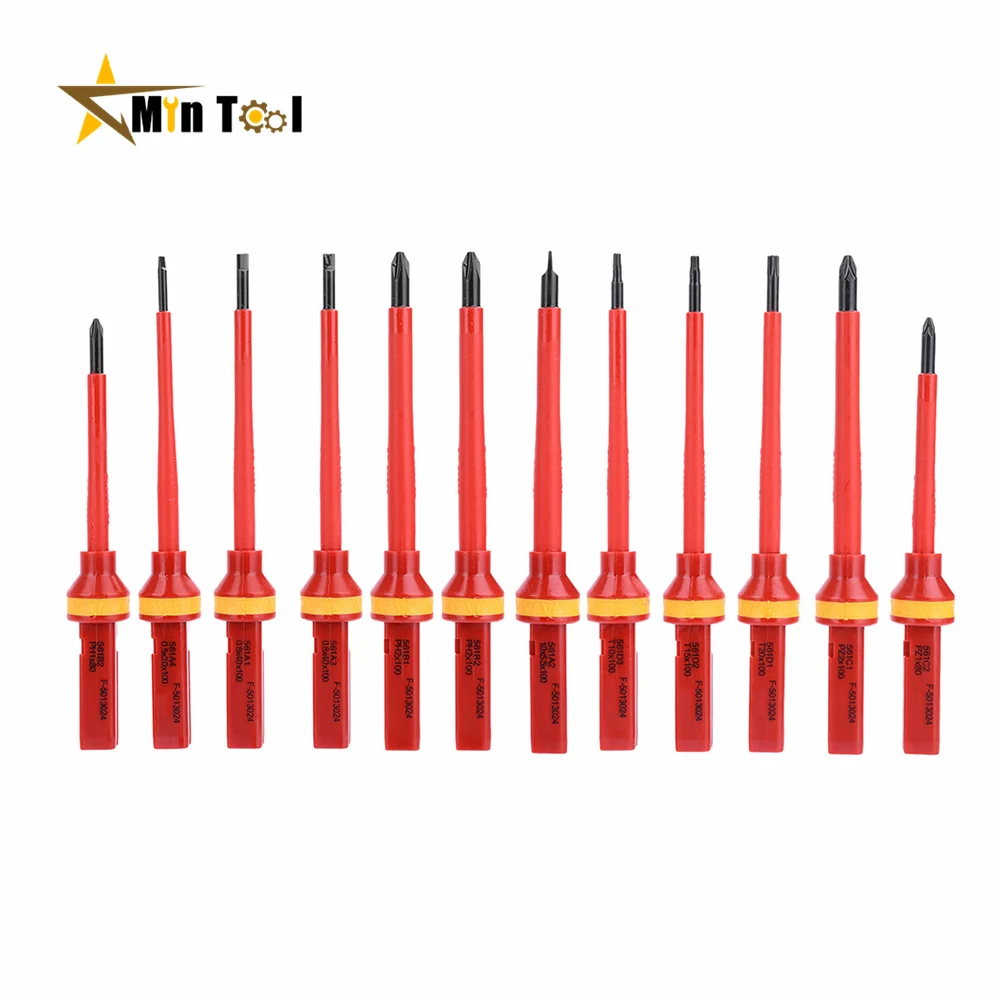 13PCS 1000V Changeable Insulated Screwdriver Set Magnetic Slotted Bits Repair Tool for Electrician Tool